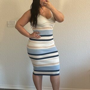 Striped Sleeveless Bodycon Dress